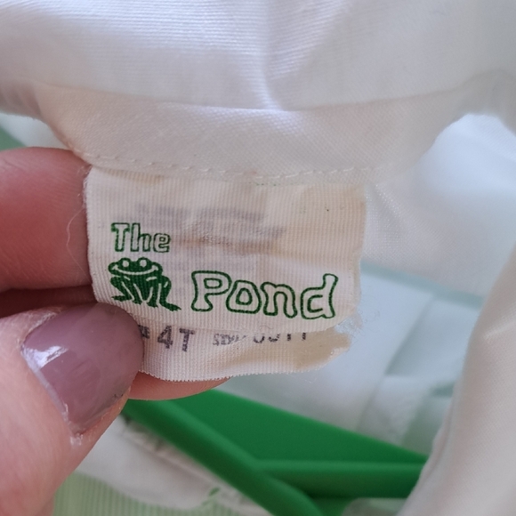 The Pond Vintage Green Pinstripes  Romper Patchwork Lamb 2 Piece Lightweight - Picture 5 of 12